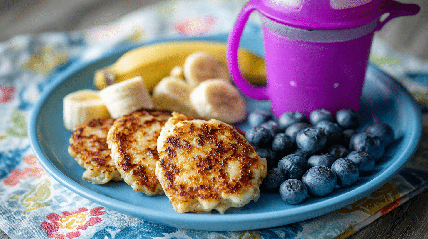 baby-led-weaning-pancakes Toddler-friendly Cottage Cheese Banana Oat Pancakes