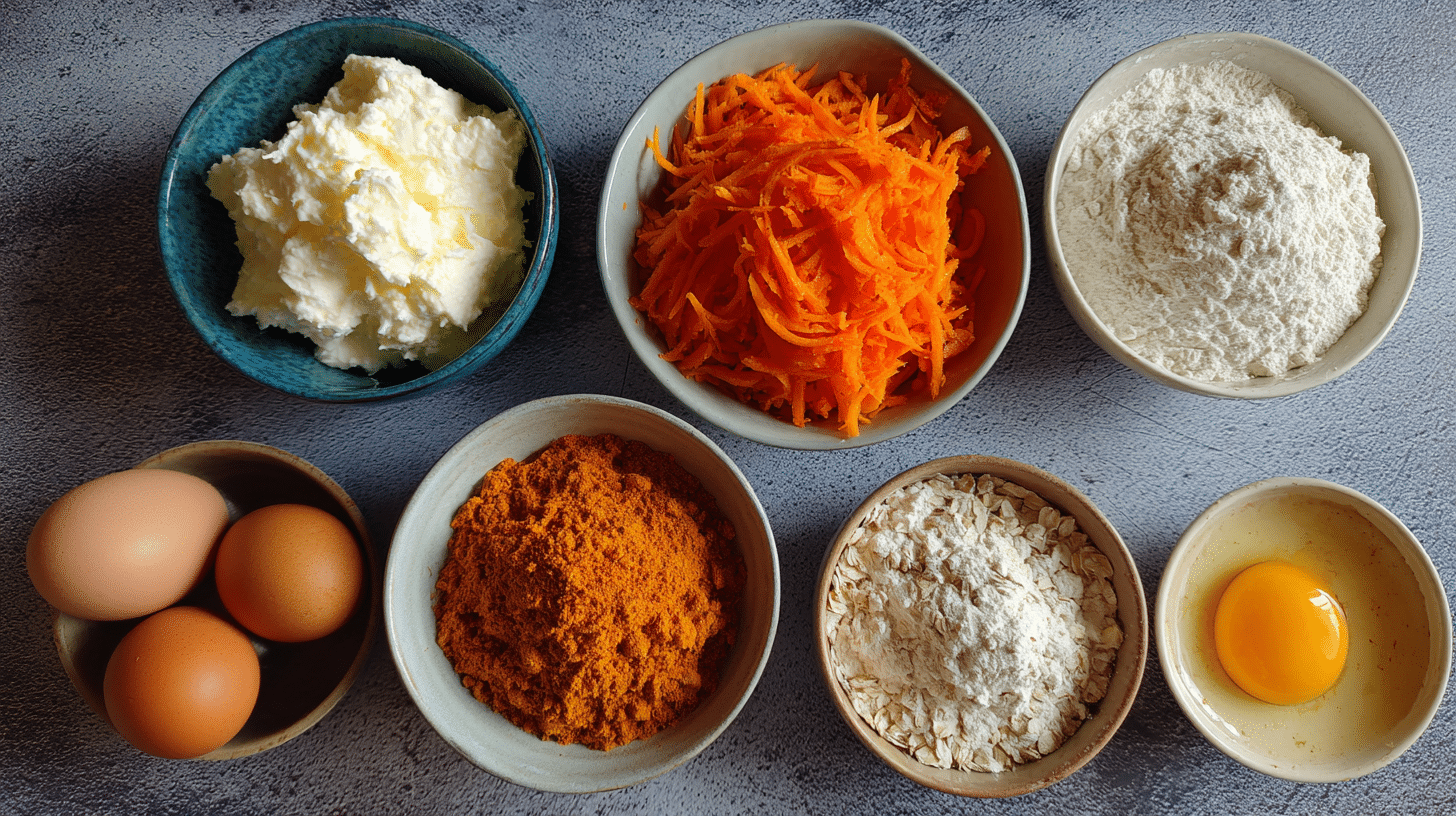 ingredients-cottage-cheese-carrot-cake-muffins Ingredients for Cottage Cheese Carrot Cake Muffins healthy recipe