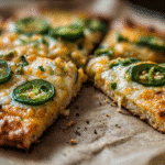 keto jalapeño cheddar flatbread on parchment
