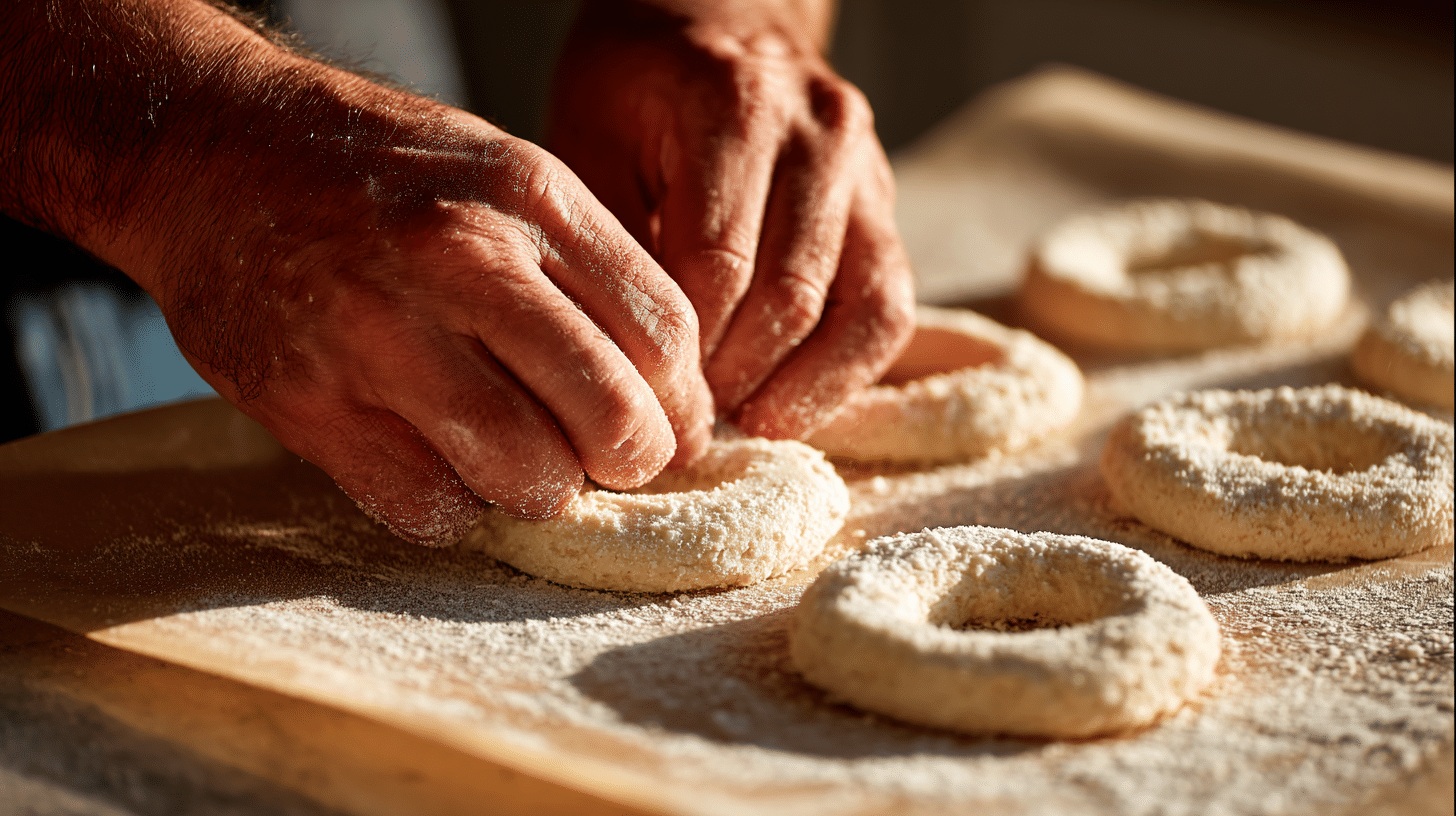 shaping-almond-flour-cottage-cheese-bagels Shaping fluffy cottage cheese almond flour bagel dough
