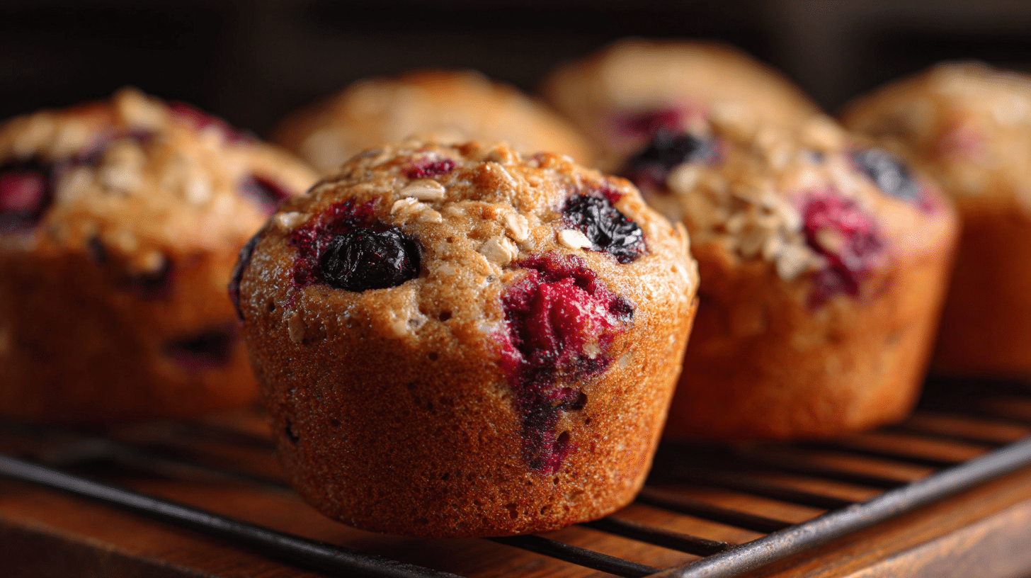 triple-berry-cottage-cheese-oat-muffins-featured Triple Berry Cottage Cheese Oat Muffins fresh from the oven