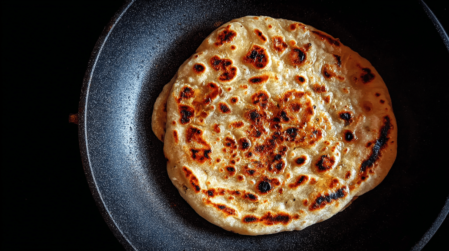 cooking-2-ingredient-cottage-cheese-flatbread 2-Ingredient Cottage Cheese Flatbread cooking in skillet
