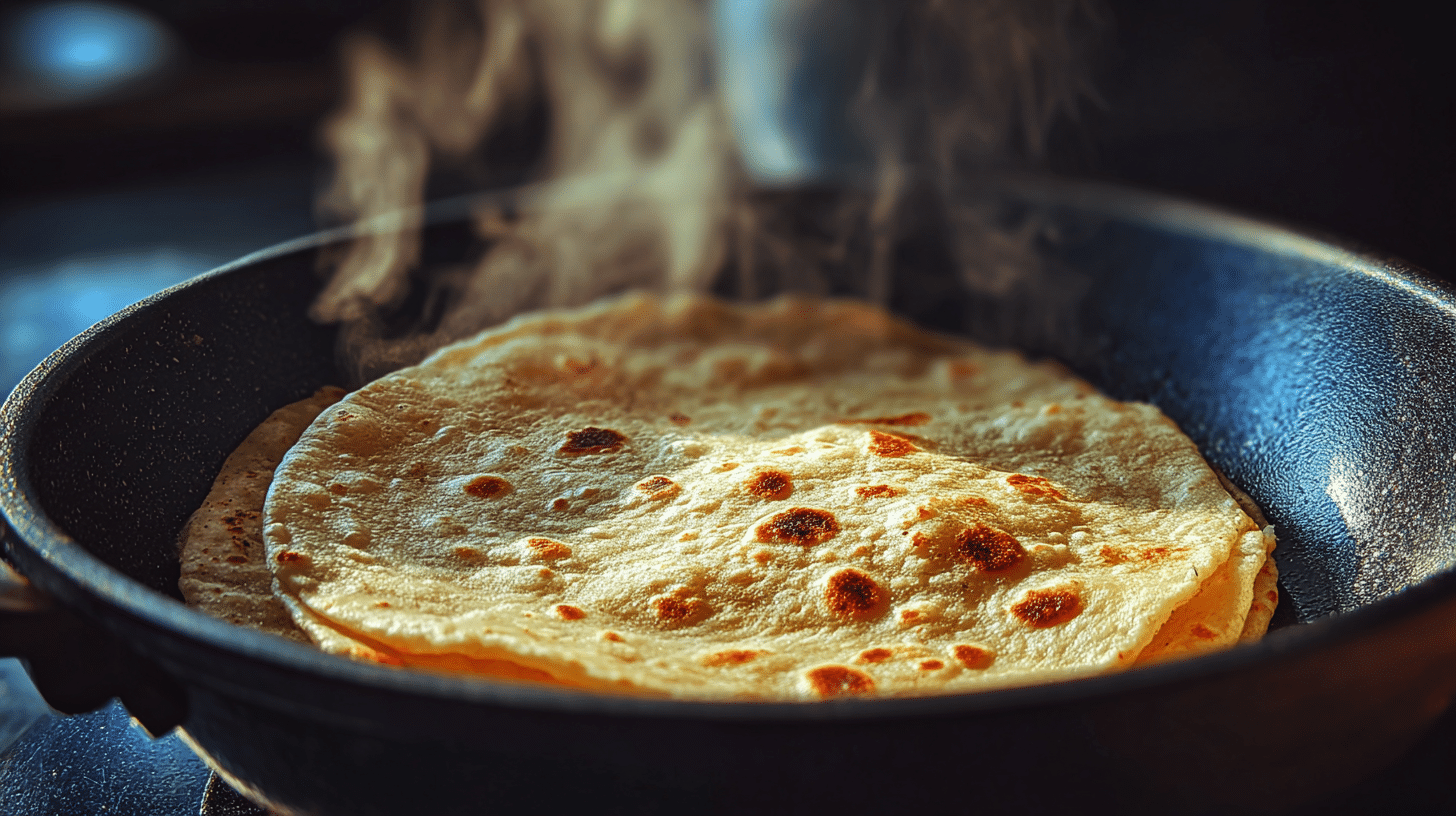 ooking 2-Ingredient Cottage Cheese Tortillas in skillet