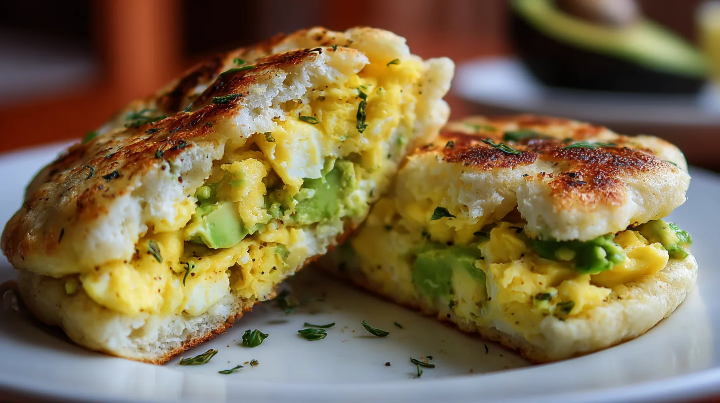 cottage-cheese-breakfast-biscuit-sandwich cottage cheese breakfast biscuit sandwich with avocado and eggs