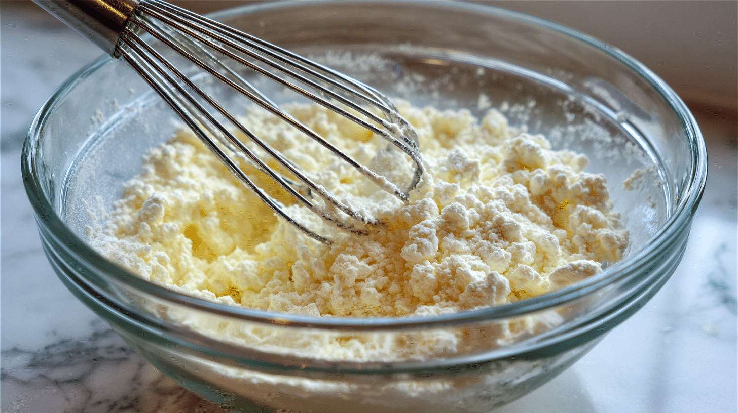 cottage-cheese-crust-prep Preparing cottage cheese crust for garlic spinach pizza