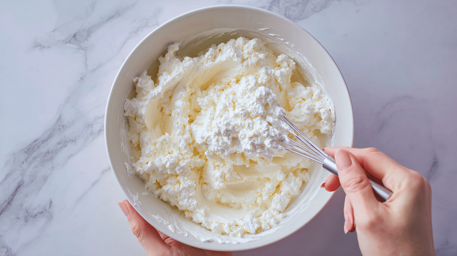 folding-cloud-bread-mixture Folding whipped egg whites into cottage cheese