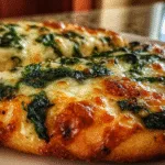 Garlic & Spinach White Pizza on Cottage Cheese Crust healthy recipe