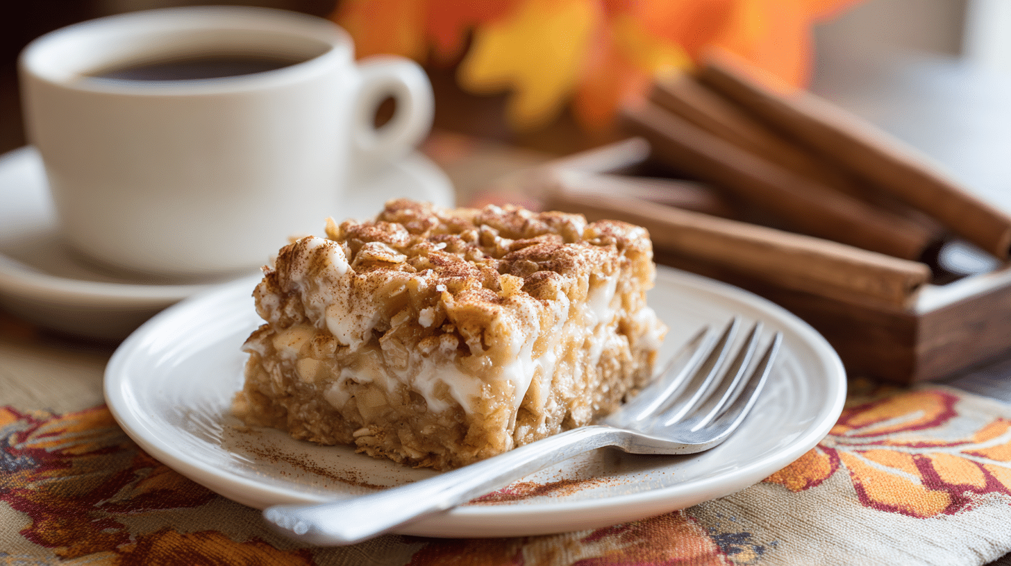 served-apple-pie-oatmeal-bar served apple pie greek yogurt oatmeal bar breakfast