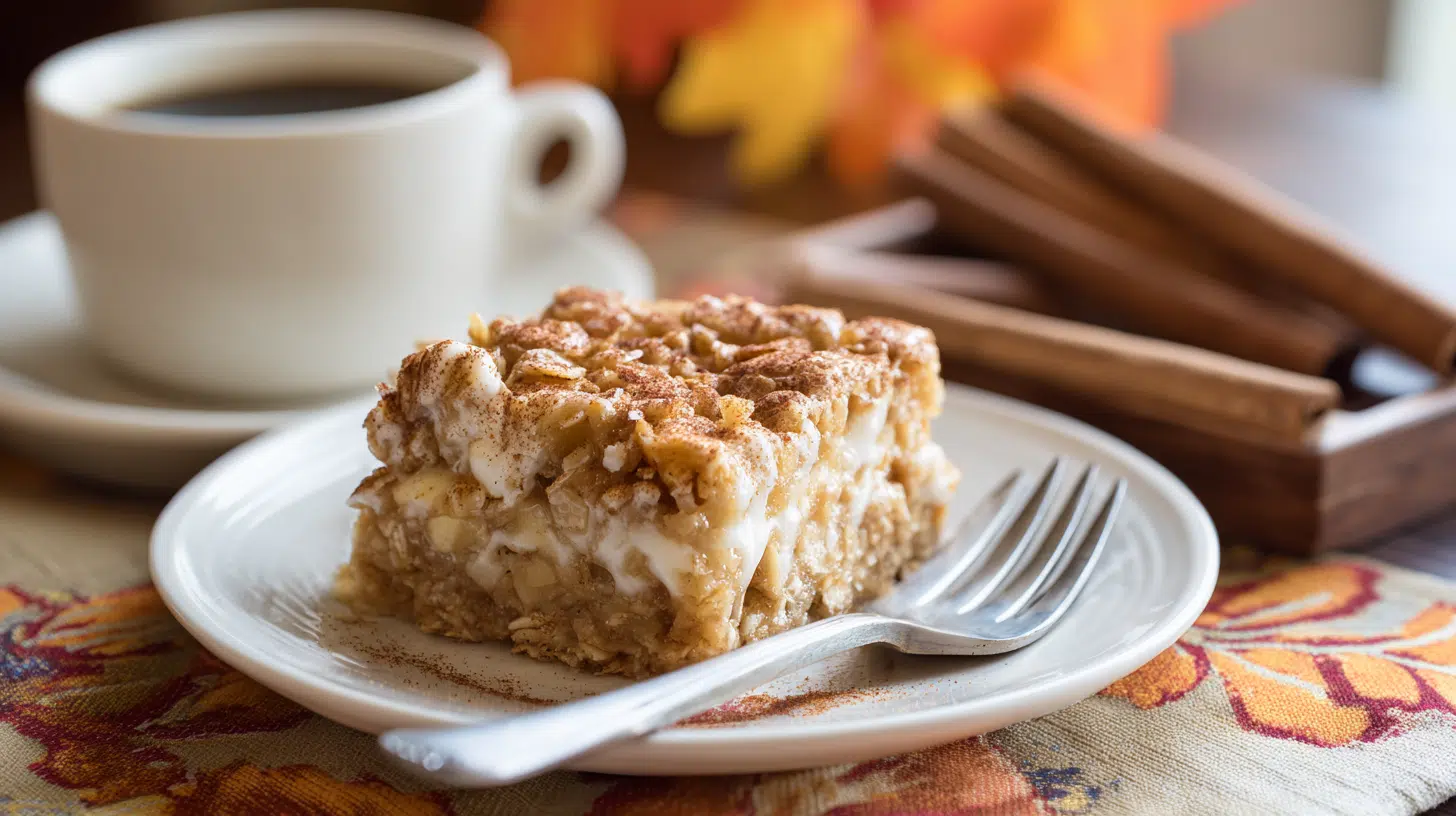 served-apple-pie-oatmeal-bar served apple pie greek yogurt oatmeal bar breakfast