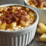 Baked Apple Cinnamon Cottage Cheese Breakfast Bowls in ramekins , Baked Apple Cinnamon Cottage Cheese Breakfast Bowls