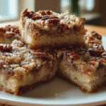 Cottage Cheese Pecan Pie Bars – Protein-Rich & Guilt-Free 2 Cottage Cheese Pecan Pie Bars on a kitchen table in natural daylight