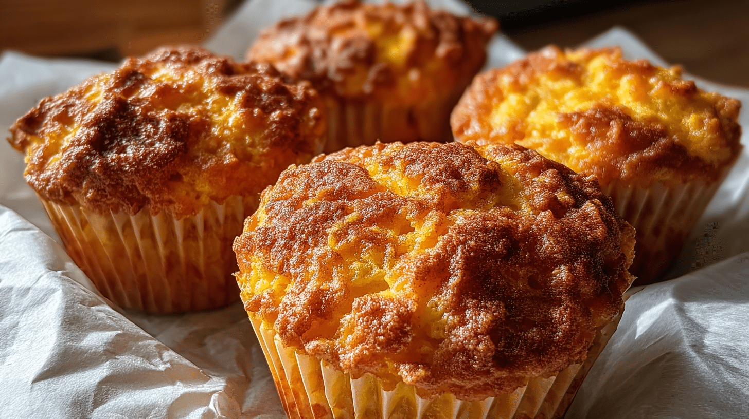 pumpkin-spice-cottage-cheese-breakfast-muffins-featured Freshly baked pumpkin spice cottage cheese breakfast muffins on a white plate in a cozy kitchen with natural light.
