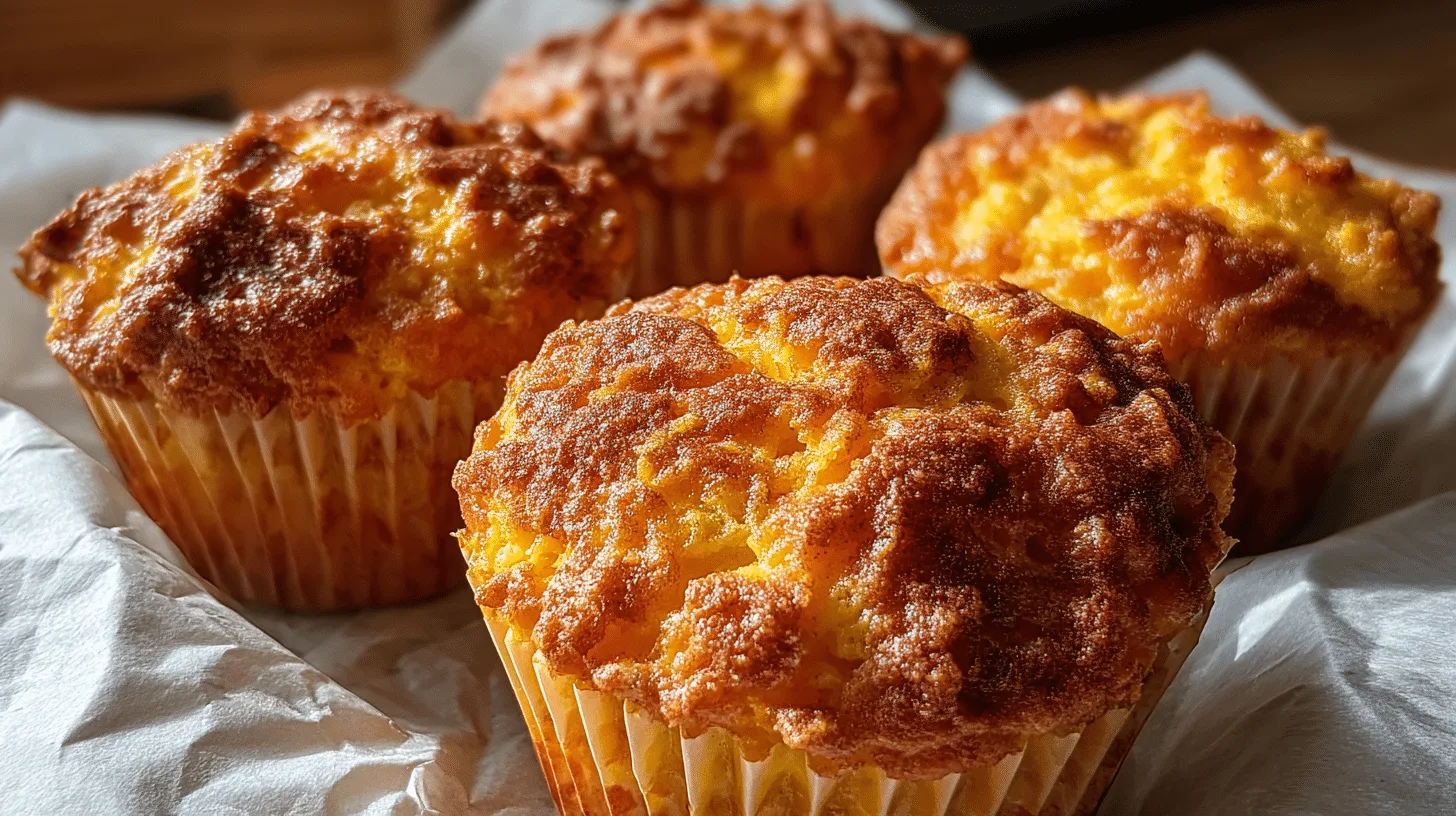 pumpkin-spice-cottage-cheese-breakfast-muffins-featured Freshly baked pumpkin spice cottage cheese breakfast muffins on a white plate in a cozy kitchen with natural light.