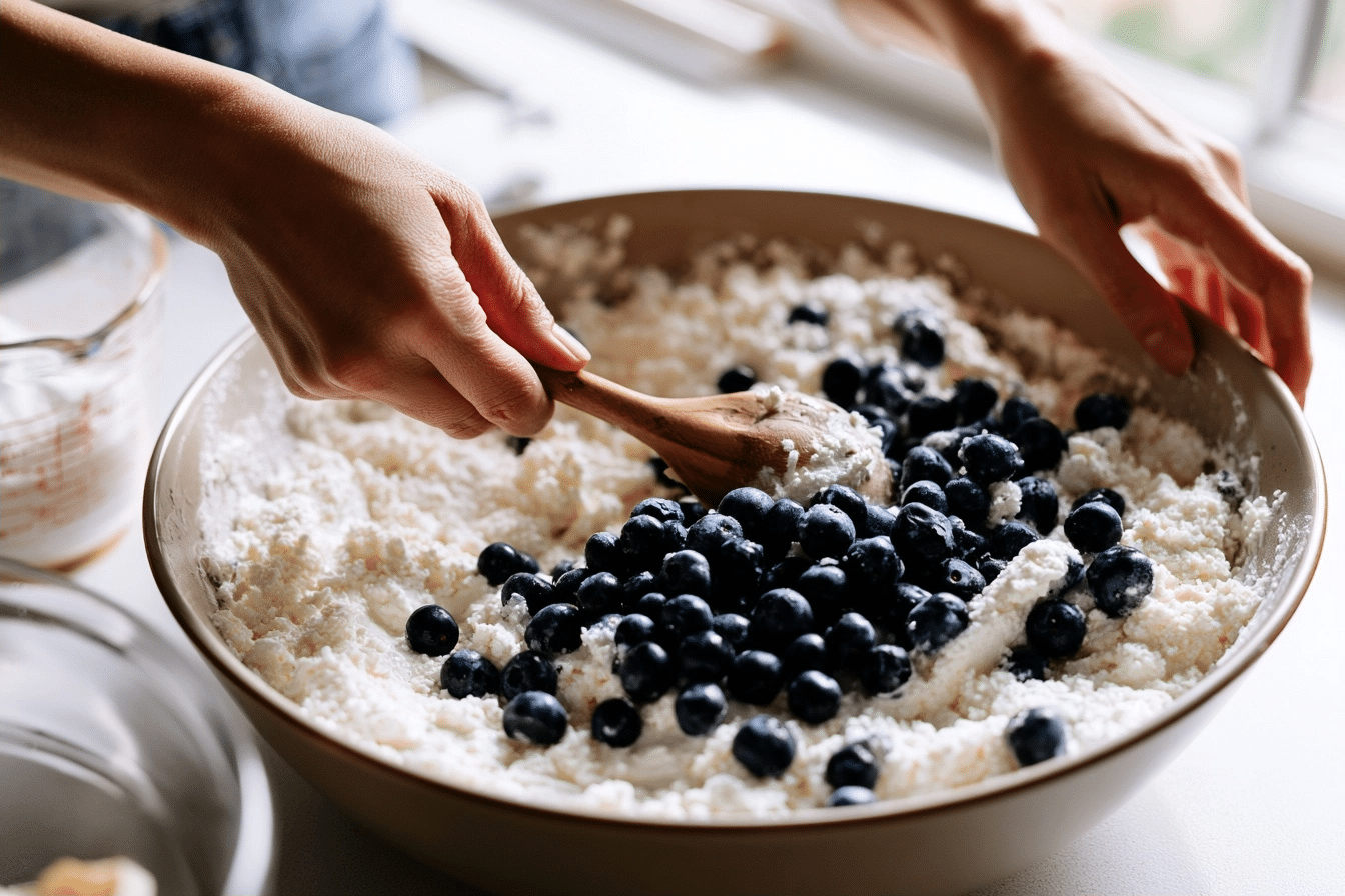 step by step blueberry cake baking