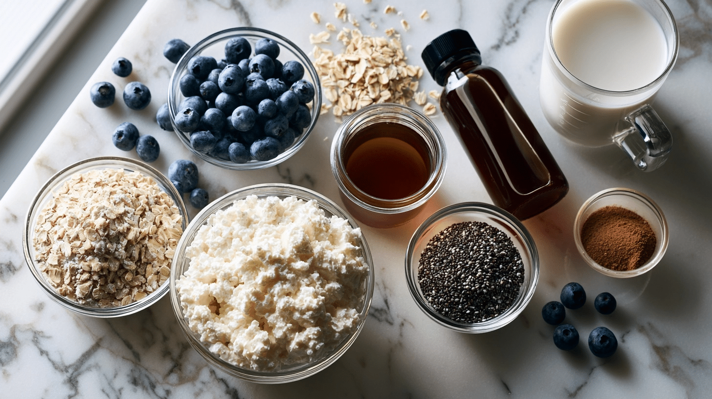measured ingredients for overnight oats recipe