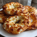 golden cottage cheese bagels cooling on a wire rack