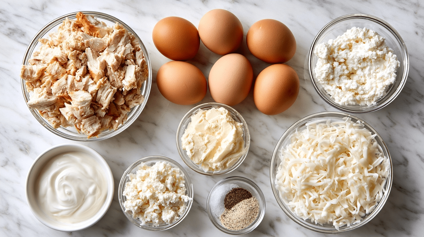 measured ingredients for cottage cheese bake