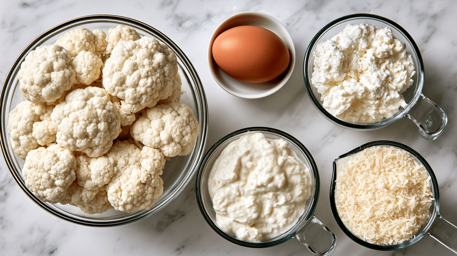 measured ingredients for cottage cheese bake
