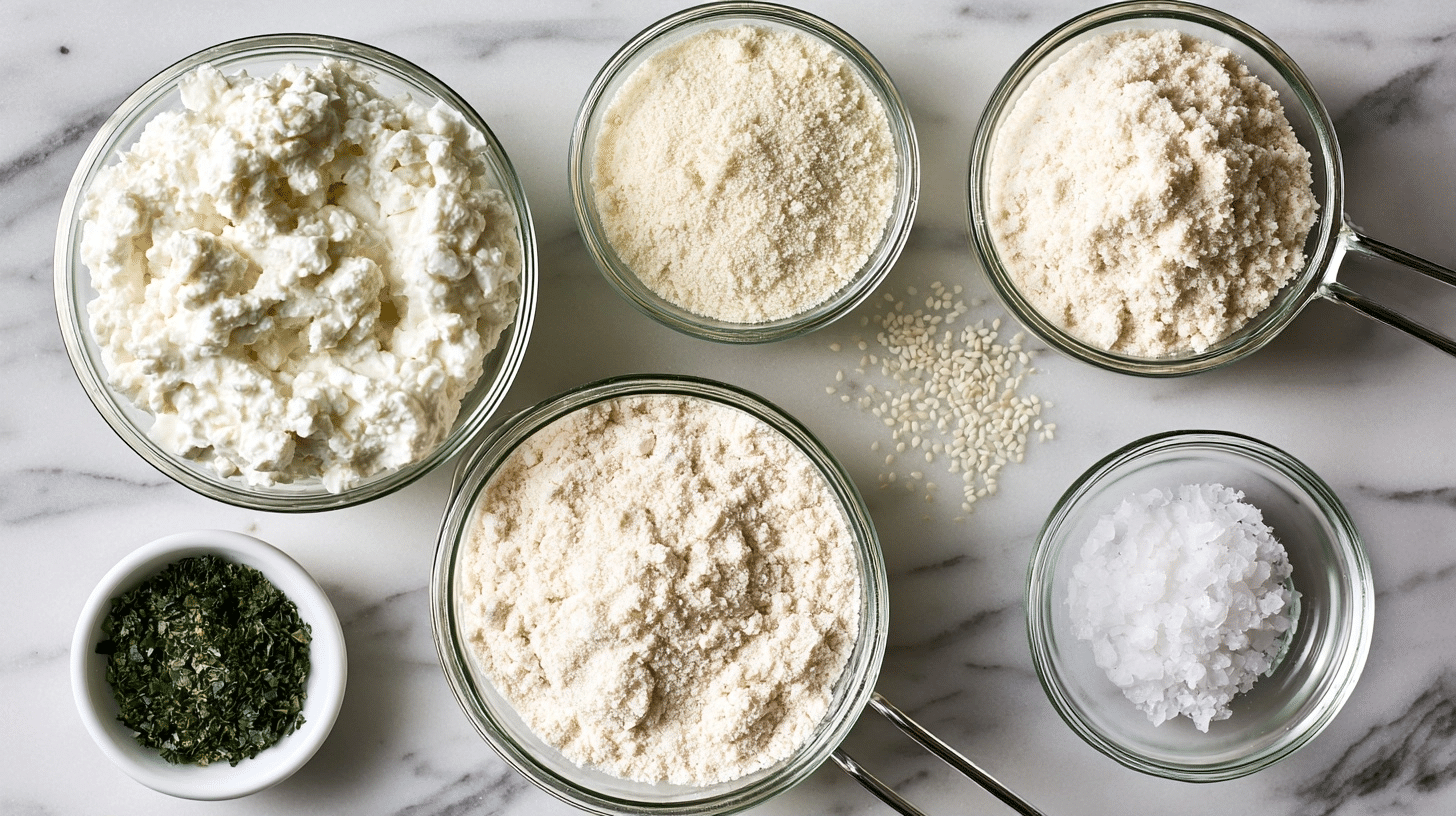 measured ingredients for cottage cheese crackers