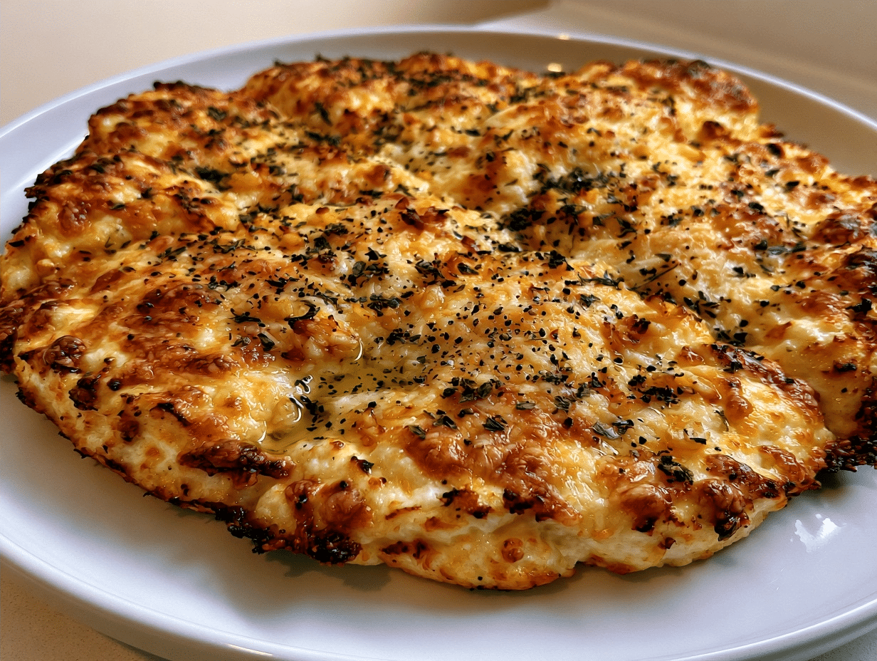 Crispy Garlic Parmesan Cottage Cheese Flatbread
