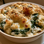 Creamy Garlic Chicken & Cottage Cheese Bake 2 garlic chicken bake in white dish