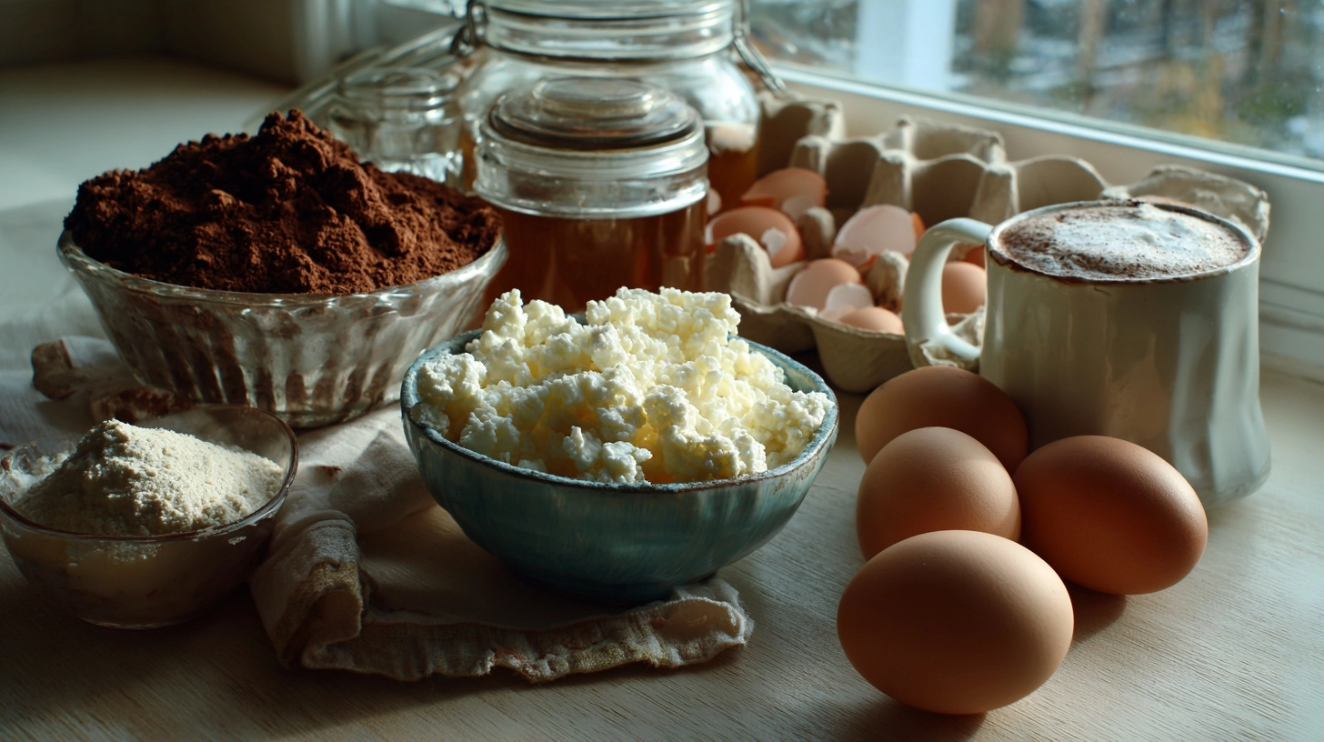 cottage cheese cocoa honey and eggs for protein brownies