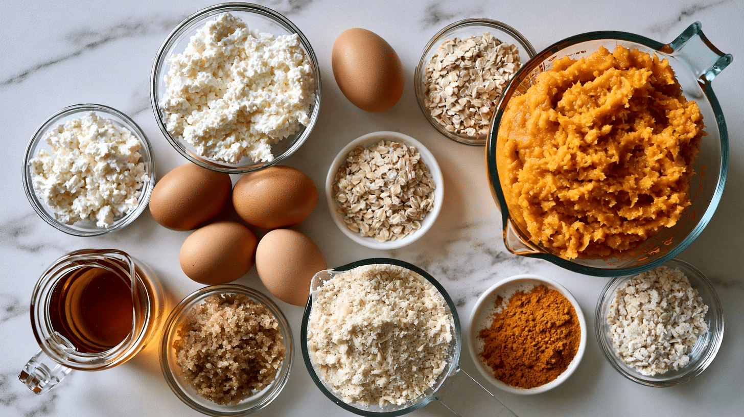 pumpkin bake ingredients laid out