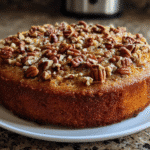 pumpkin cake slice with pecans