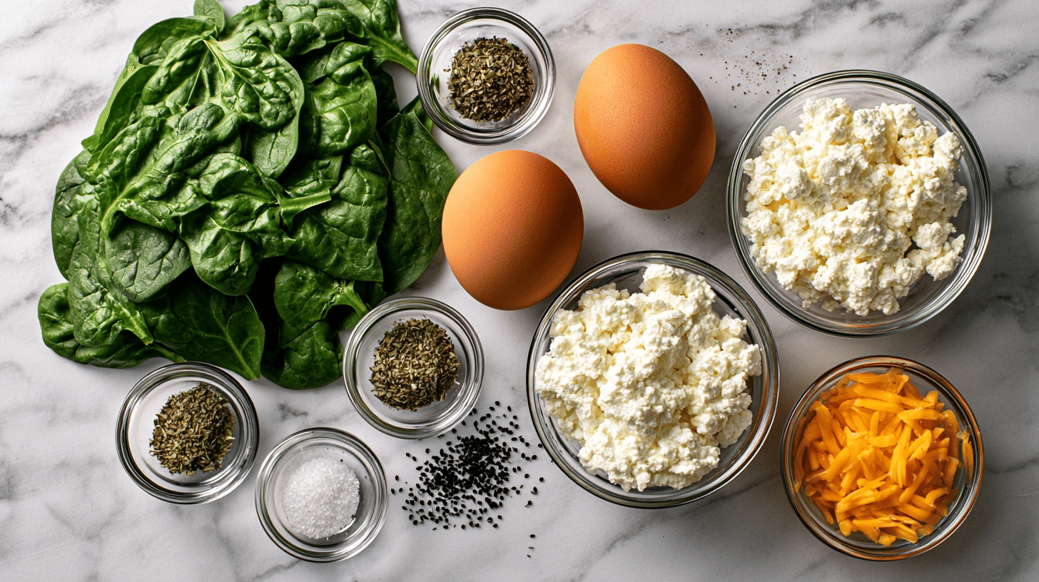spinach bake ingredients laid out