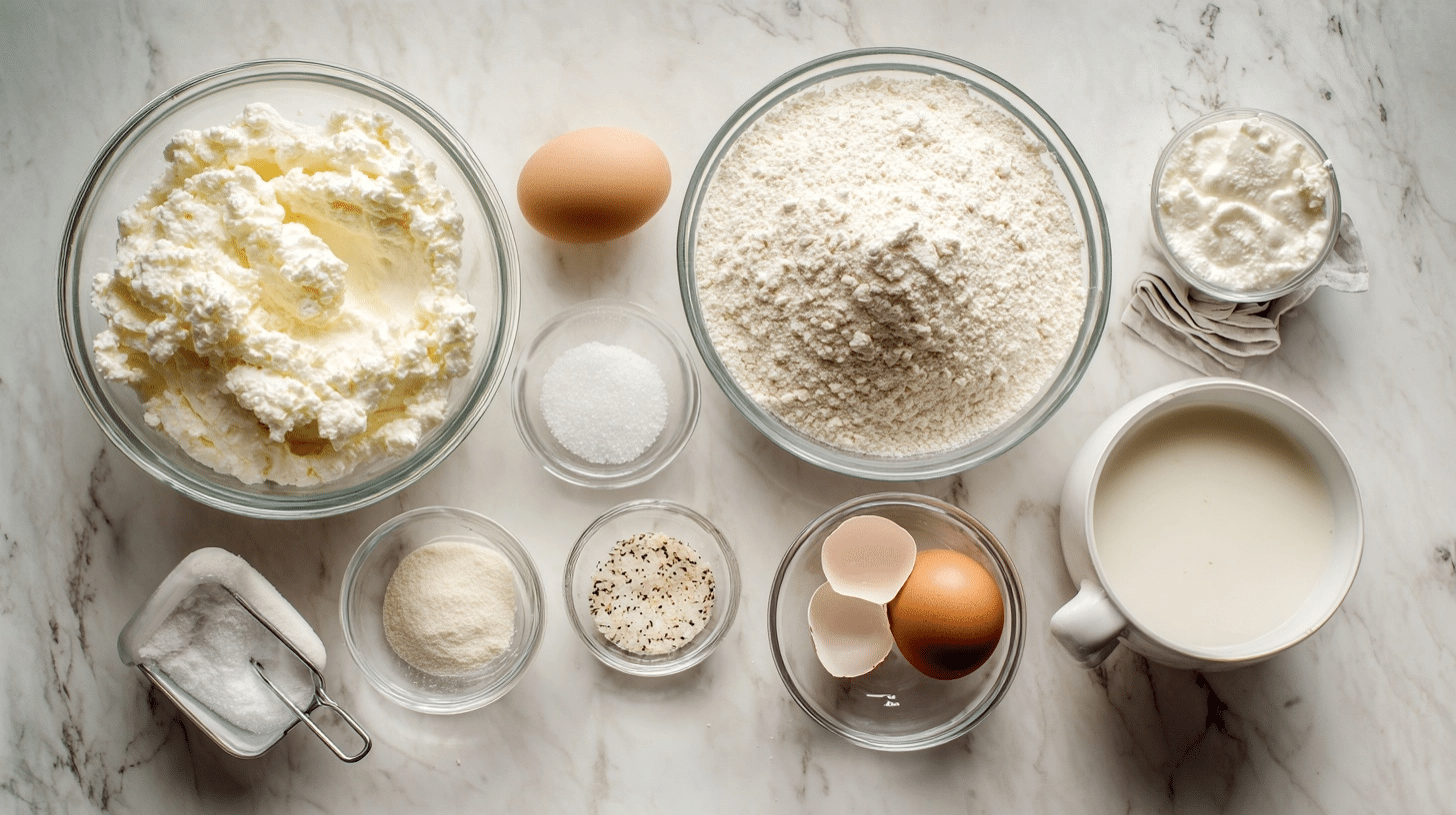 measured ingredients for bagel biscuit recipe