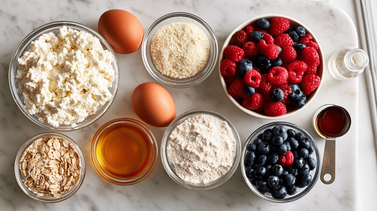 measured ingredients for berry crumble bowls