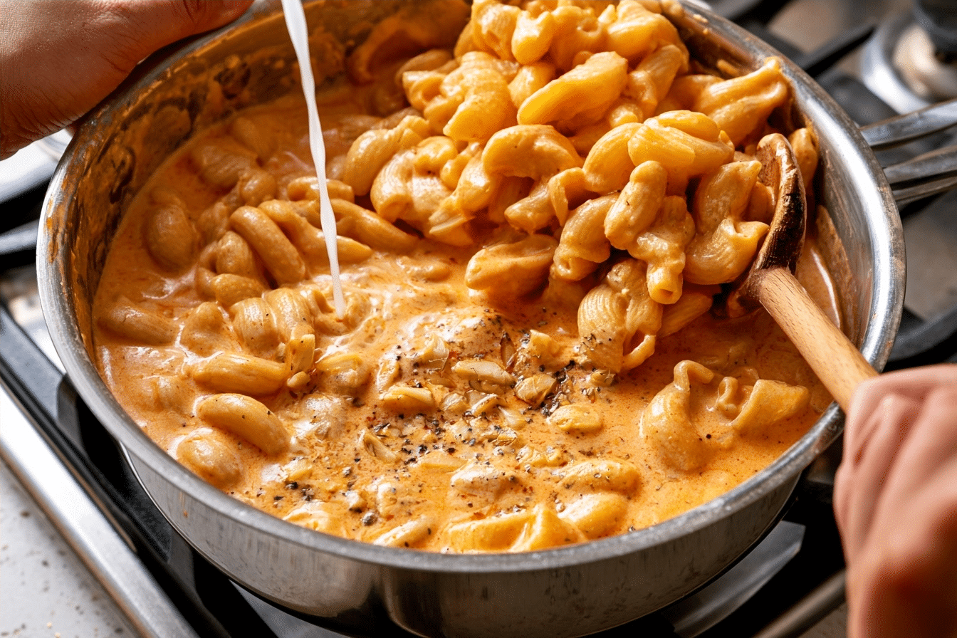 blending cajun alfredo sauce in a blender
