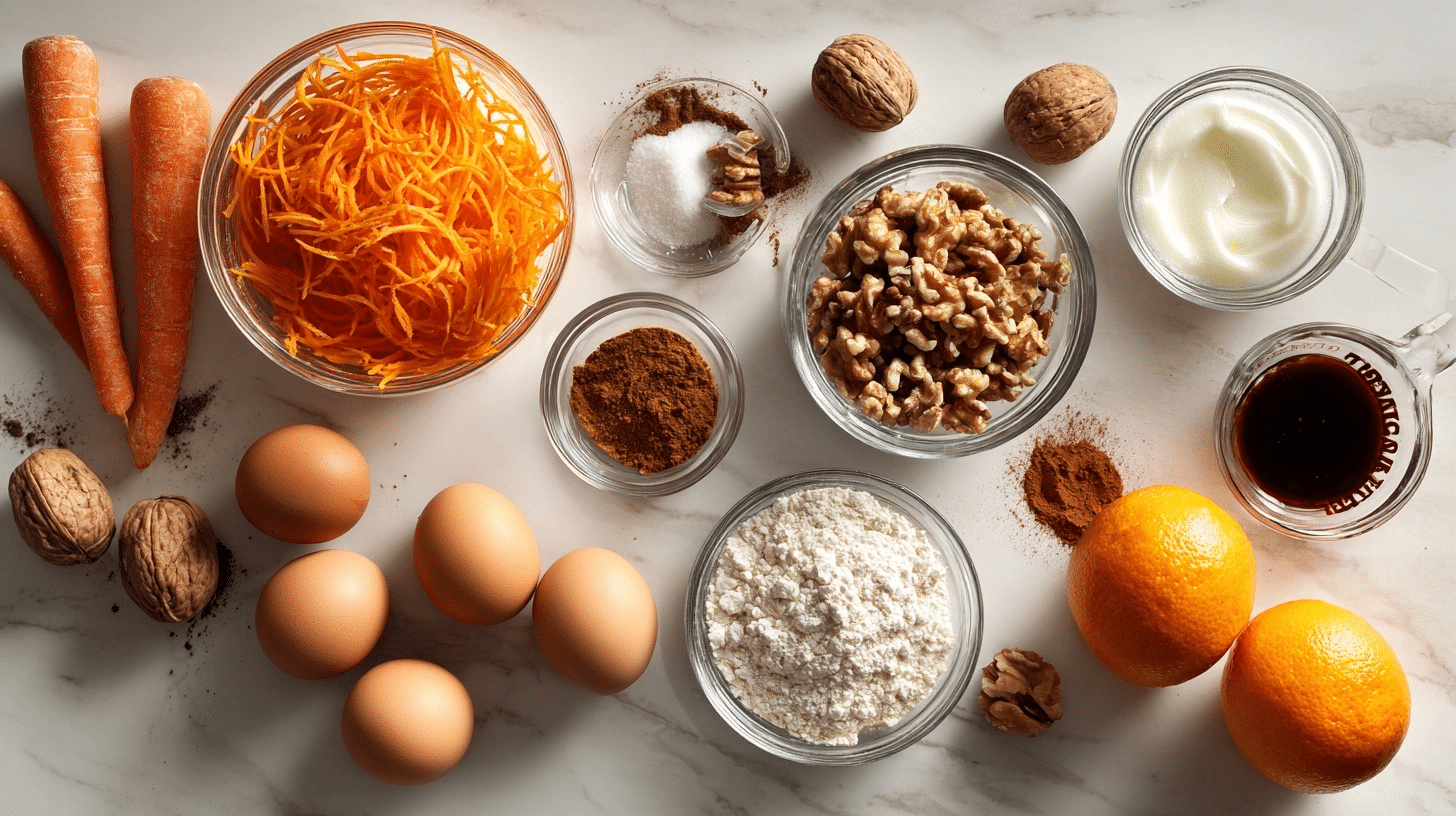 grated carrots and orange zest for carrot cake