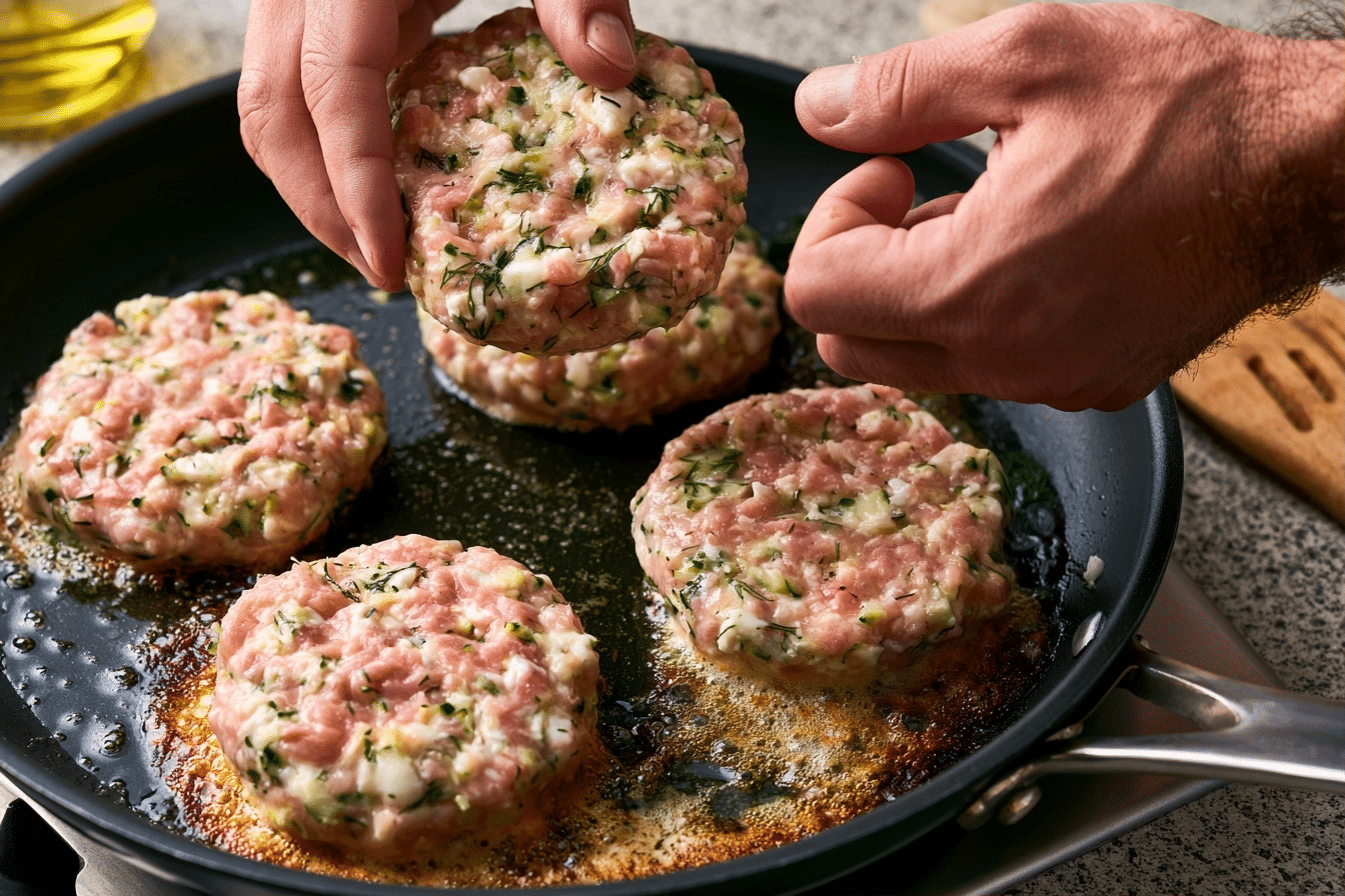 Step-by-step shaping and cooking chicken patties
