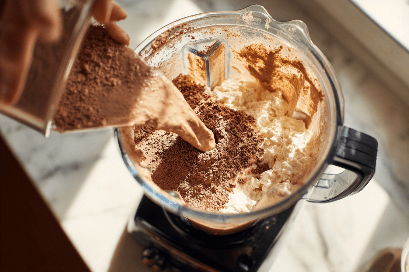 Blending the Mousse blending chocolate mousse