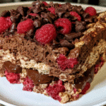 chocolate raspberry baked oats slice