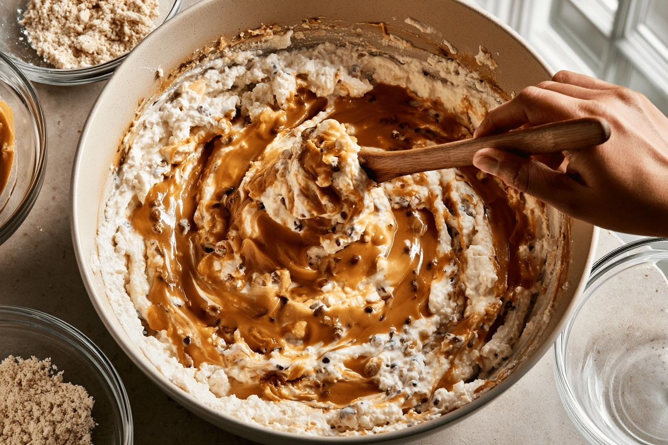 step-by-step cookie dough mixing process