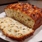 cottage cheese bread loaf sliced on cutting board