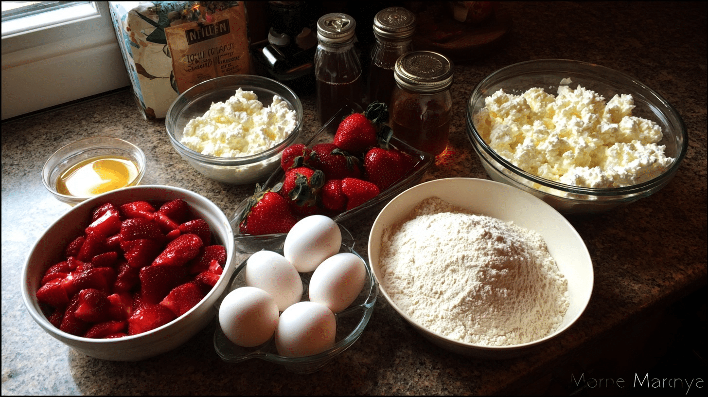 measured ingredients for cottage cheese loaf