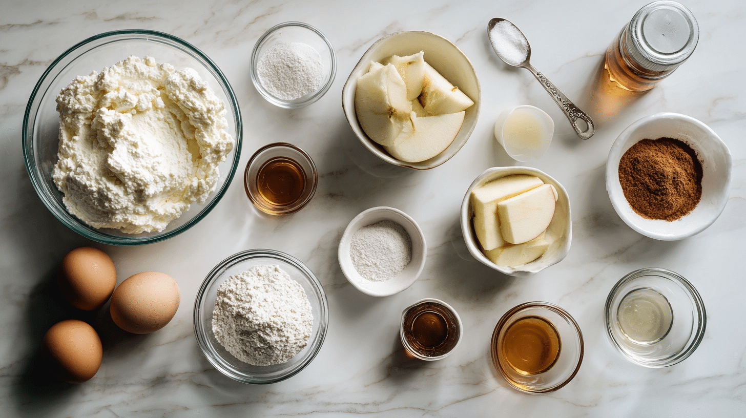 measured ingredients for cottage cheese muffins