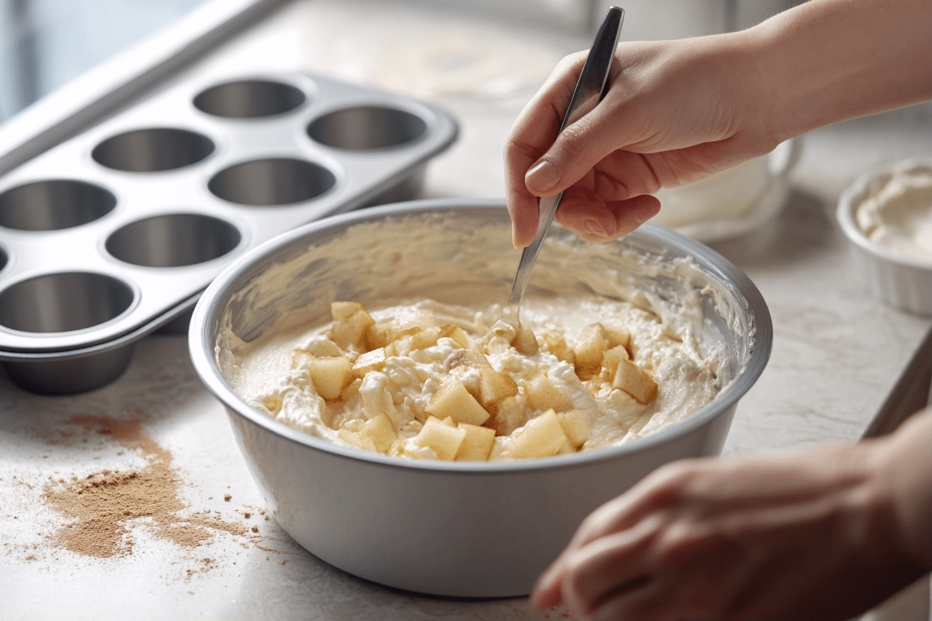 step-by-step cottage cheese muffins batter