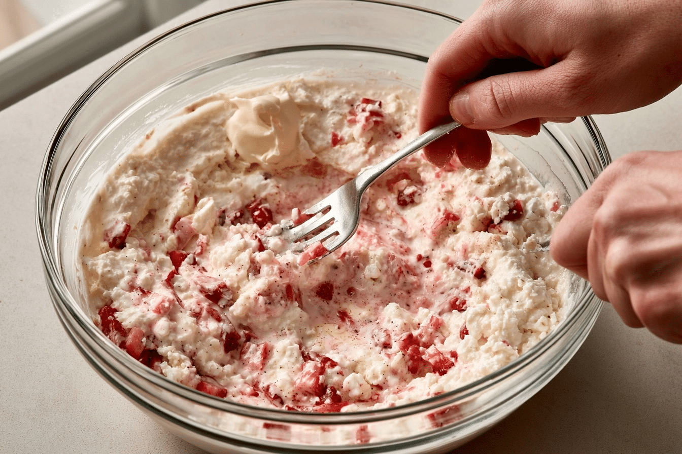 Step-by-step process showing mug cake batter mixed and microwaved