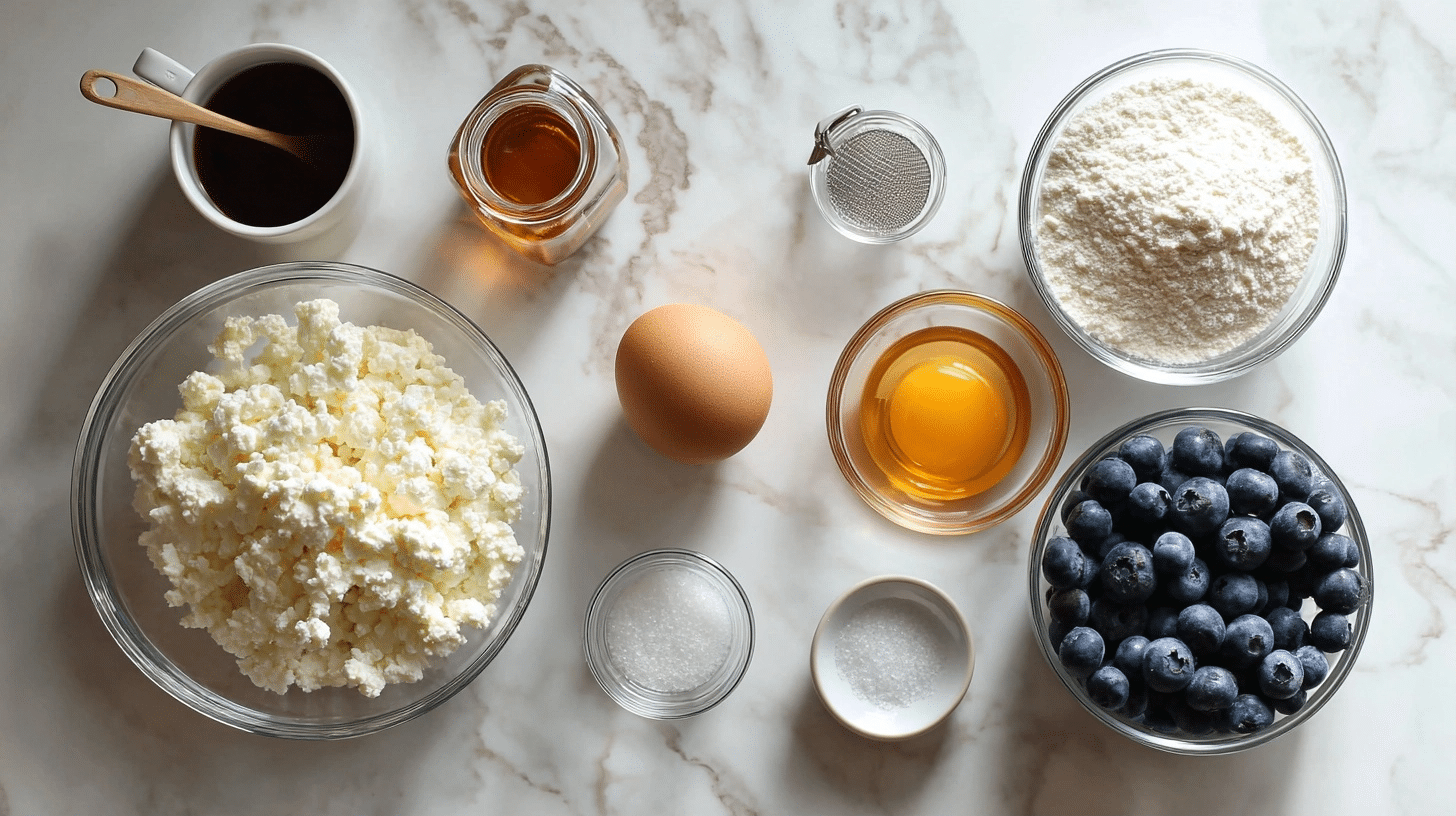measured ingredients for cottage cheesecake bites