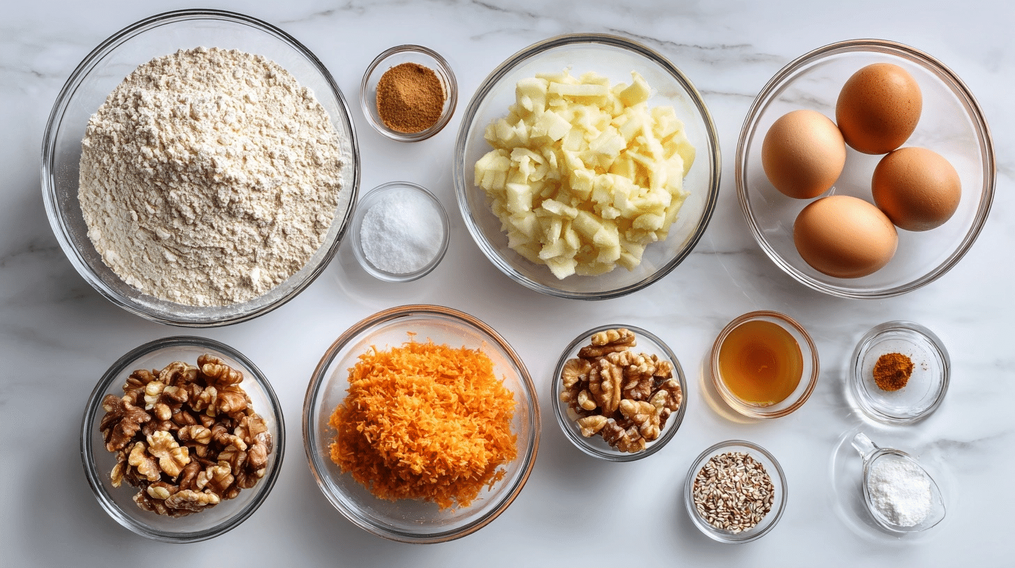 Oat Cake Ingredients measured ingredients for oat cake recipe