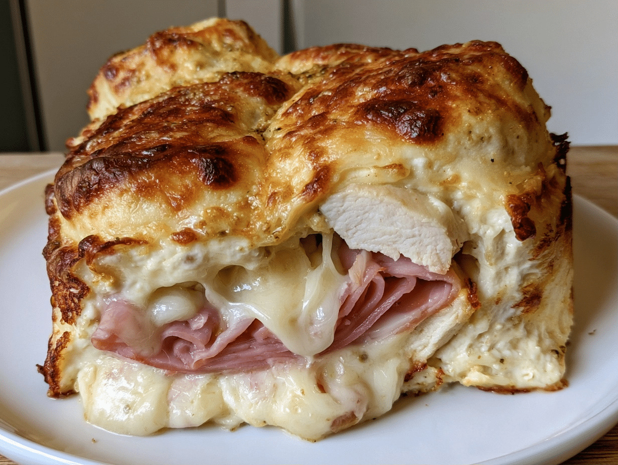 High-Protein Chicken Cordon Bleu Cottage Cheese Rolls