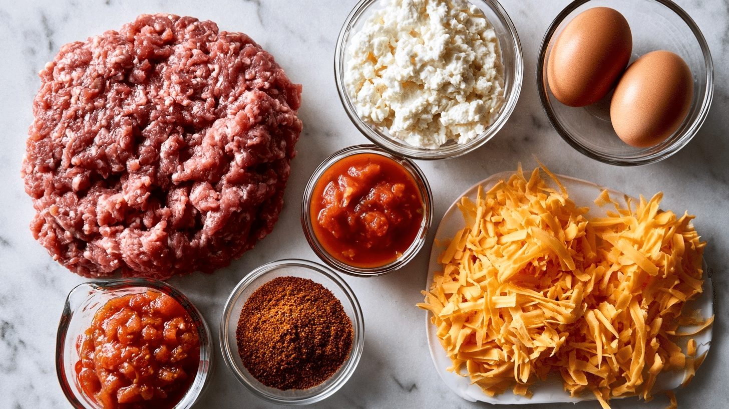 Taco Bake Ingredients measured ingredients for taco bake