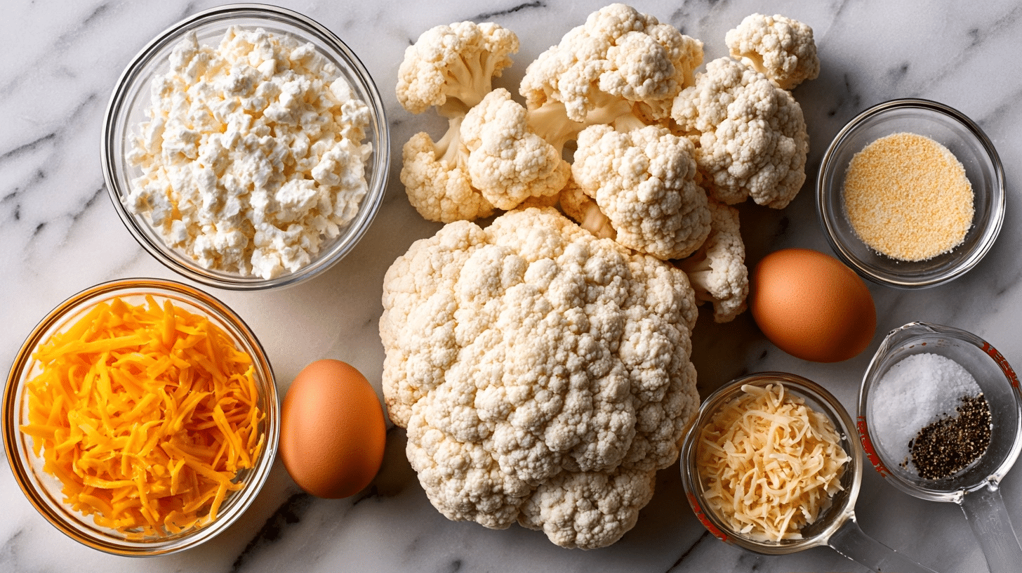 cauliflower florets and shredded cheddar for mac cheese