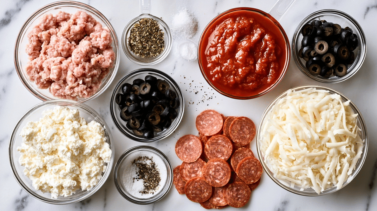 pizza bowls ingredients laid out