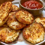 pizza chips on a plate with marinara