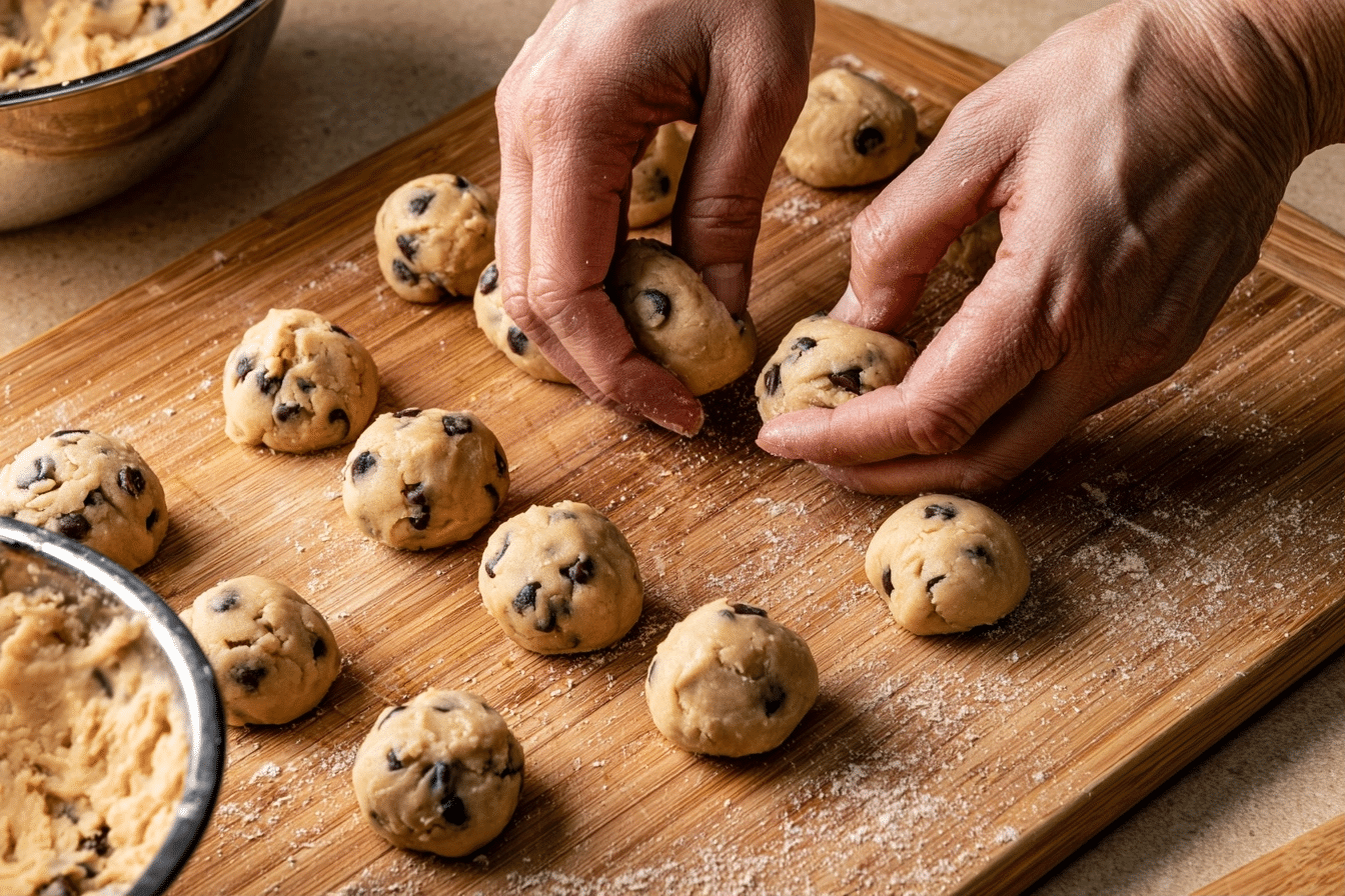 rolling protein bites dough into balls